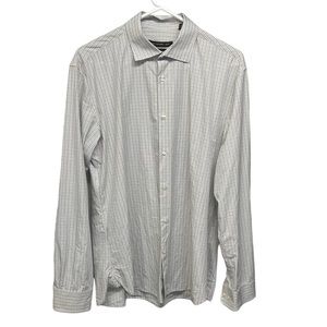 John Varvatos Star USA Shirt 16 34/35 white with grey plaid